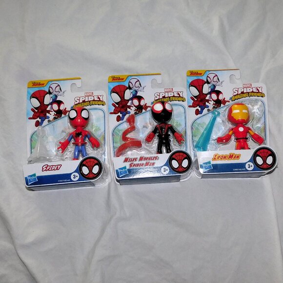 Marvel Spidey and His Amazing Friends 3 Fig Spiderman Miles Morales Iron Man NEW - Picture 1 of 5